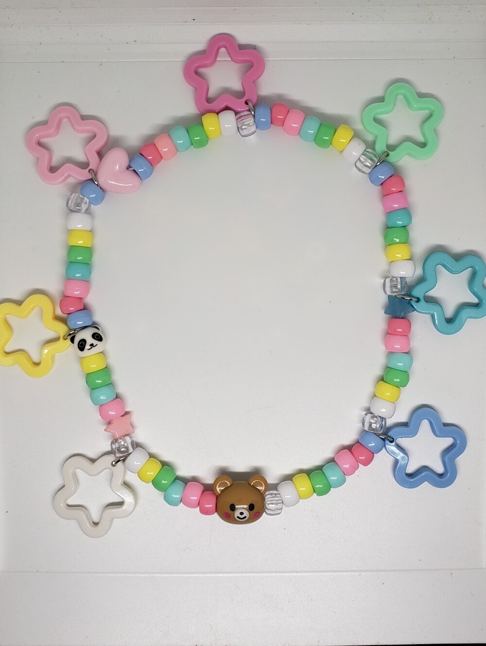 Handmade Pastel Rainbow Kawaii Beaded Kandi Choker Necklace